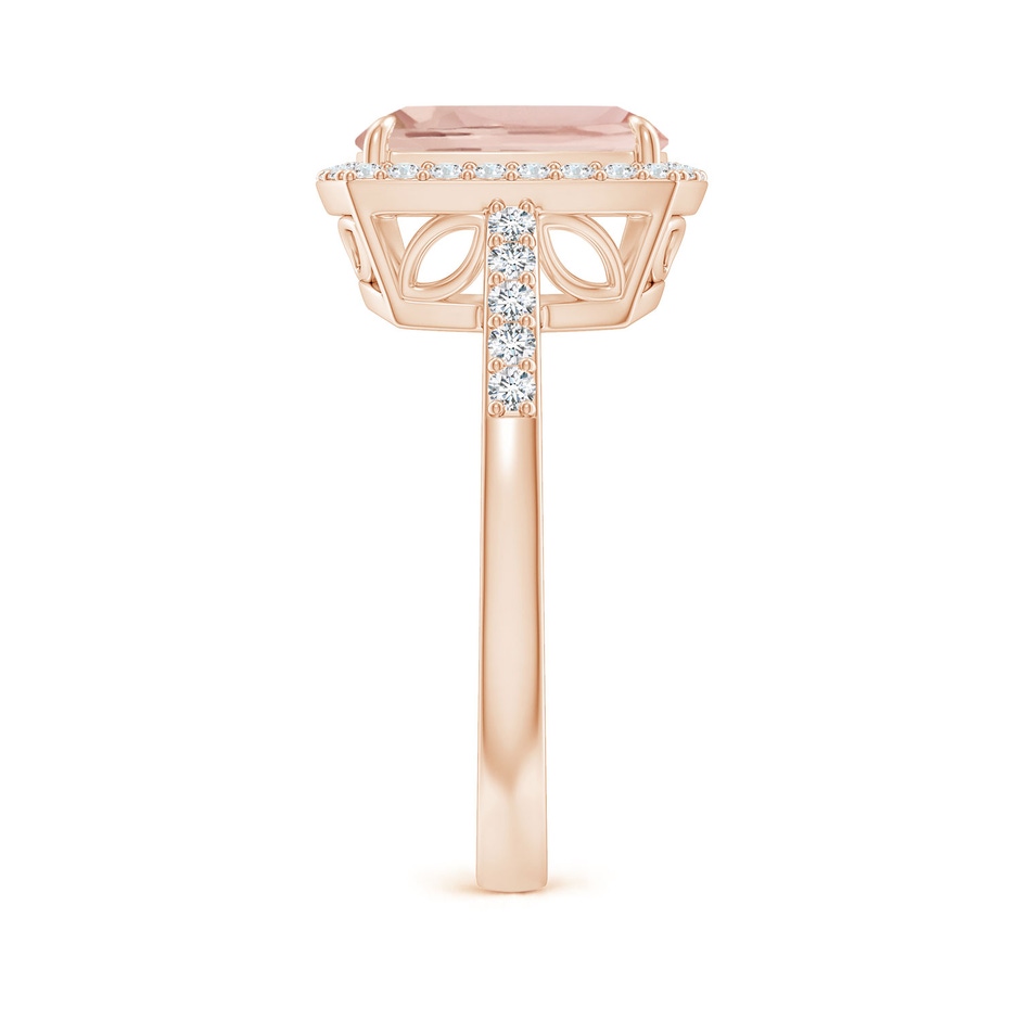 10x8mm AA Rectangular Cushion Morganite Halo Engagement Ring in Rose Gold side-2
