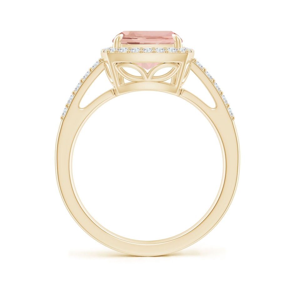 10x8mm AAA Rectangular Cushion Morganite Halo Engagement Ring in Yellow Gold side-1