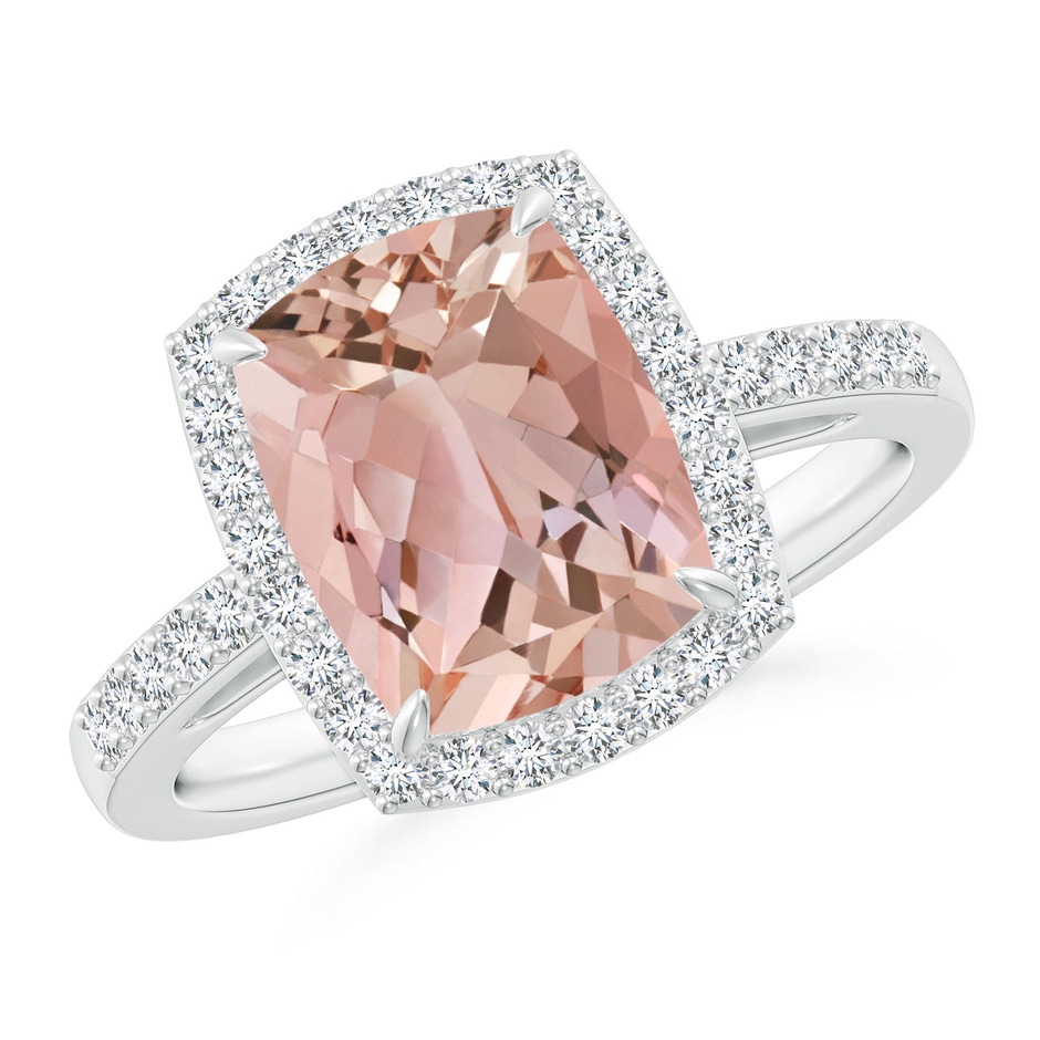 10x8mm AAAA Rectangular Cushion Morganite Halo Engagement Ring in P950 Platinum 