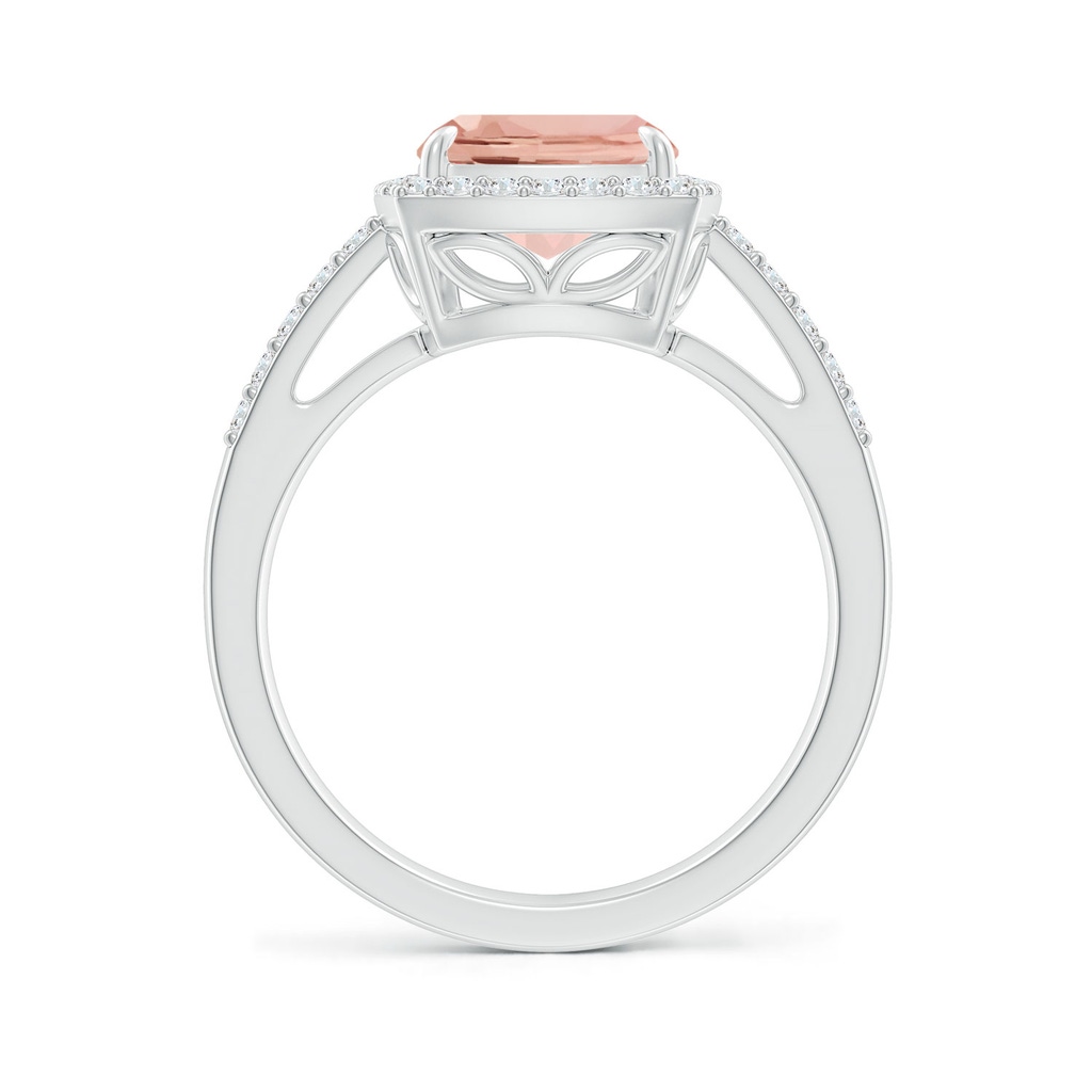 10x8mm AAAA Rectangular Cushion Morganite Halo Engagement Ring in P950 Platinum Side-1
