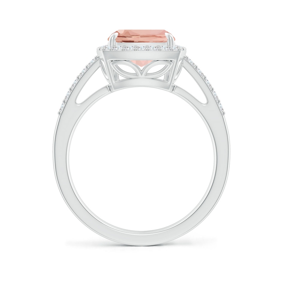 10x8mm AAAA Rectangular Cushion Morganite Halo Engagement Ring in P950 Platinum side-1