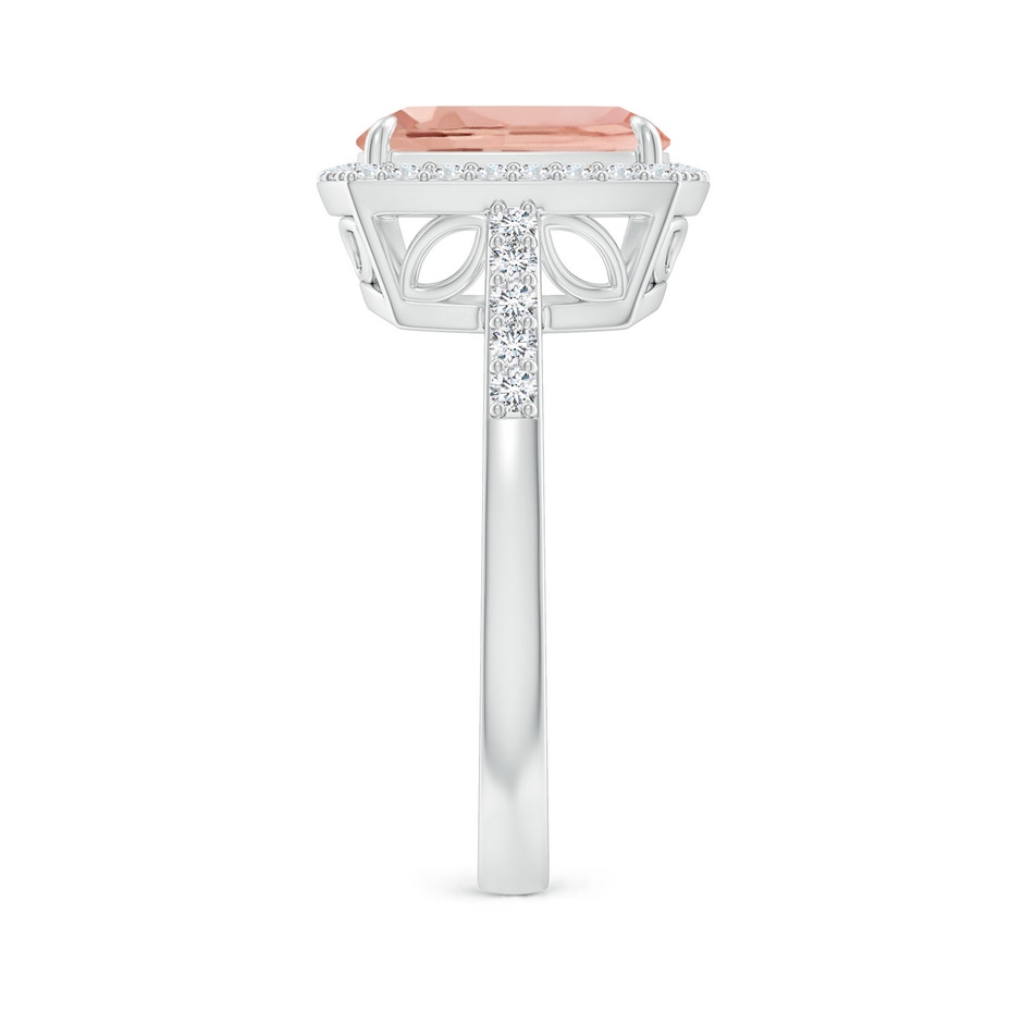 10x8mm AAAA Rectangular Cushion Morganite Halo Engagement Ring in P950 Platinum side-2