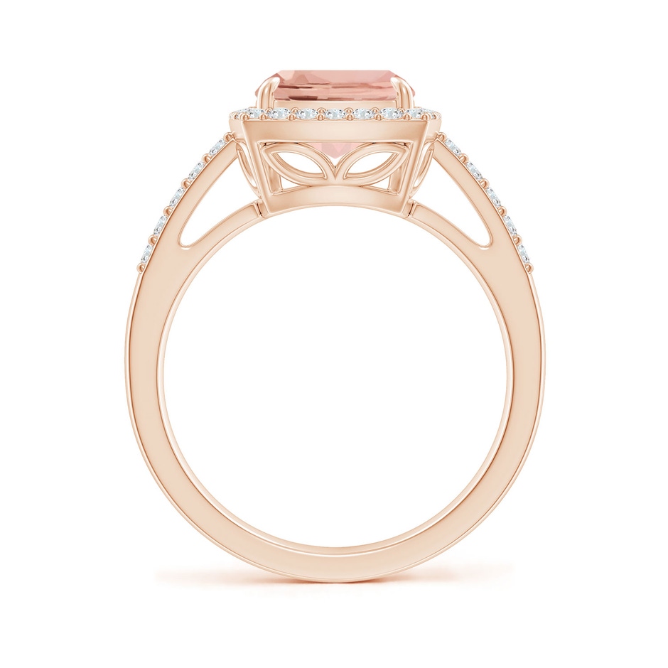 10x8mm AAAA Rectangular Cushion Morganite Halo Engagement Ring in Rose Gold side-1