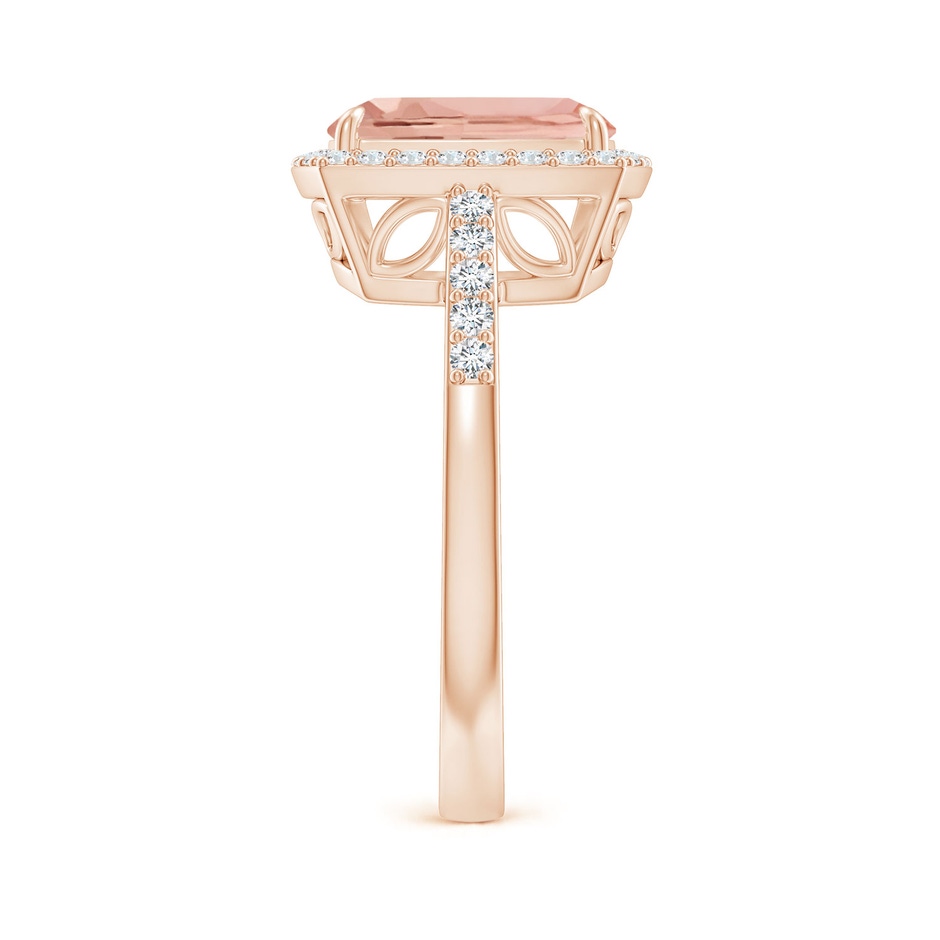 10x8mm AAAA Rectangular Cushion Morganite Halo Engagement Ring in Rose Gold side-2