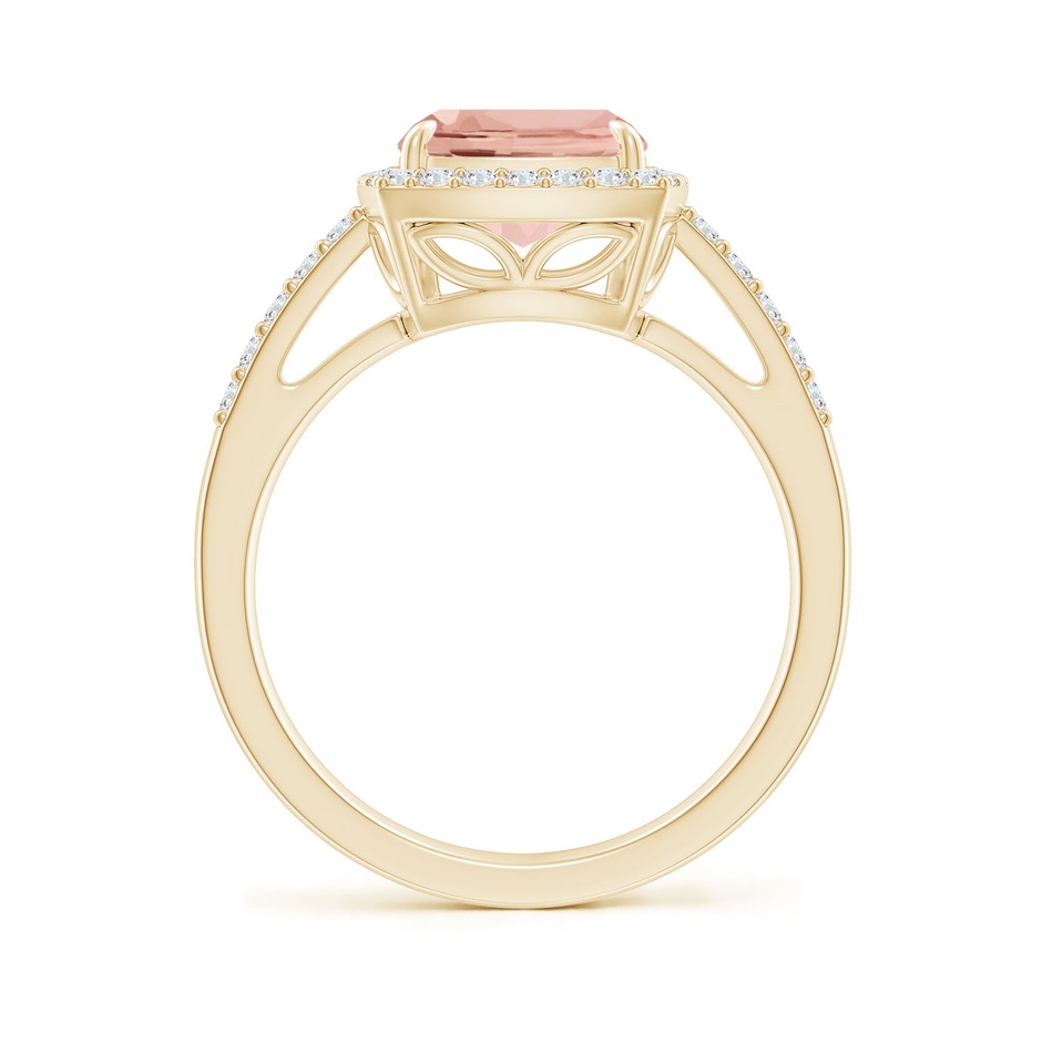 10x8mm AAAA Rectangular Cushion Morganite Halo Engagement Ring in Yellow Gold side-1