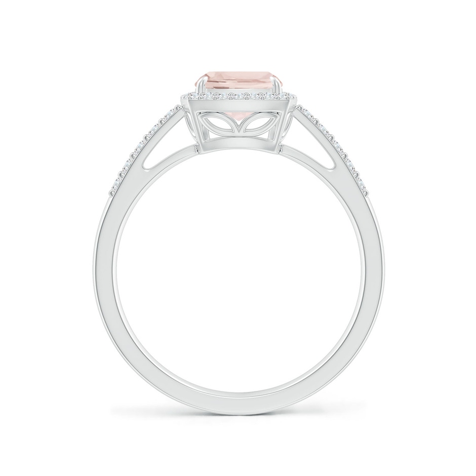 8x6mm A Rectangular Cushion Morganite Halo Engagement Ring in 9K White Gold side-1