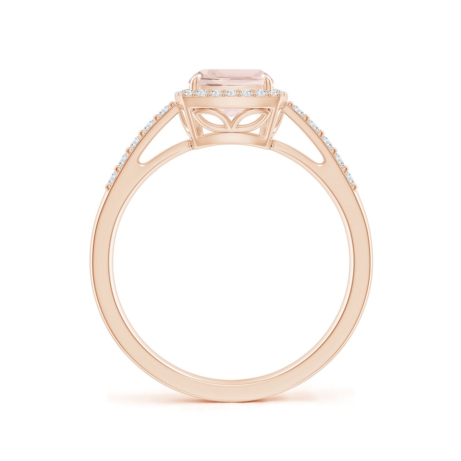 8x6mm A Rectangular Cushion Morganite Halo Engagement Ring in Rose Gold side-1