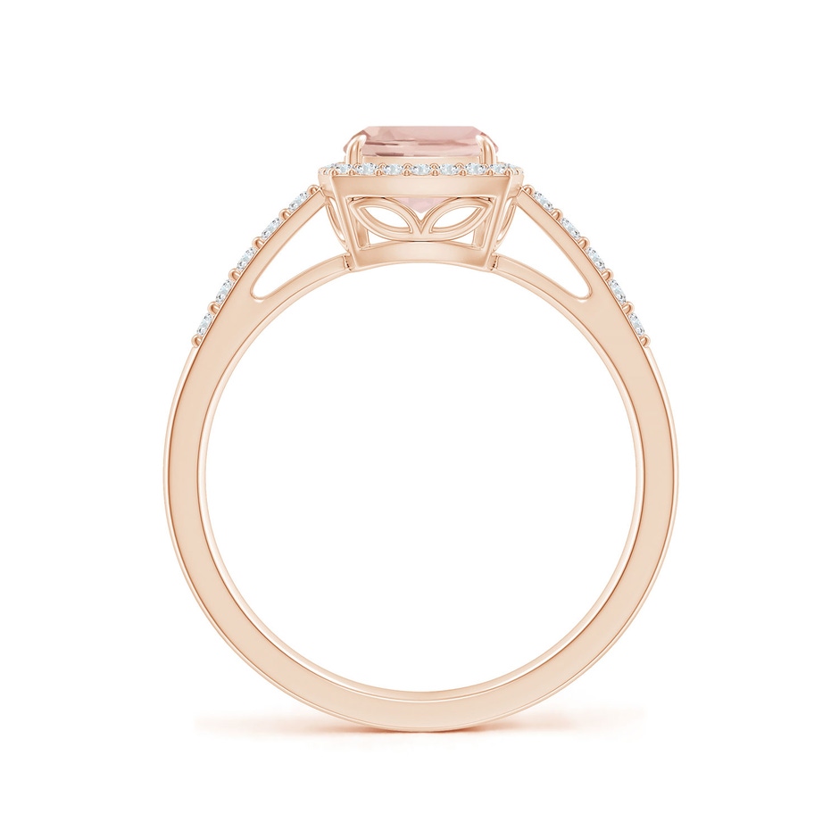 8x6mm AA Rectangular Cushion Morganite Halo Engagement Ring in Rose Gold side-1