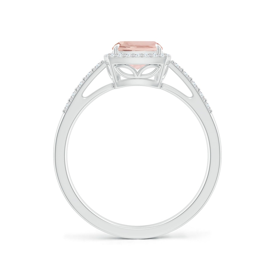 8x6mm AA Rectangular Cushion Morganite Halo Engagement Ring in White Gold side-1