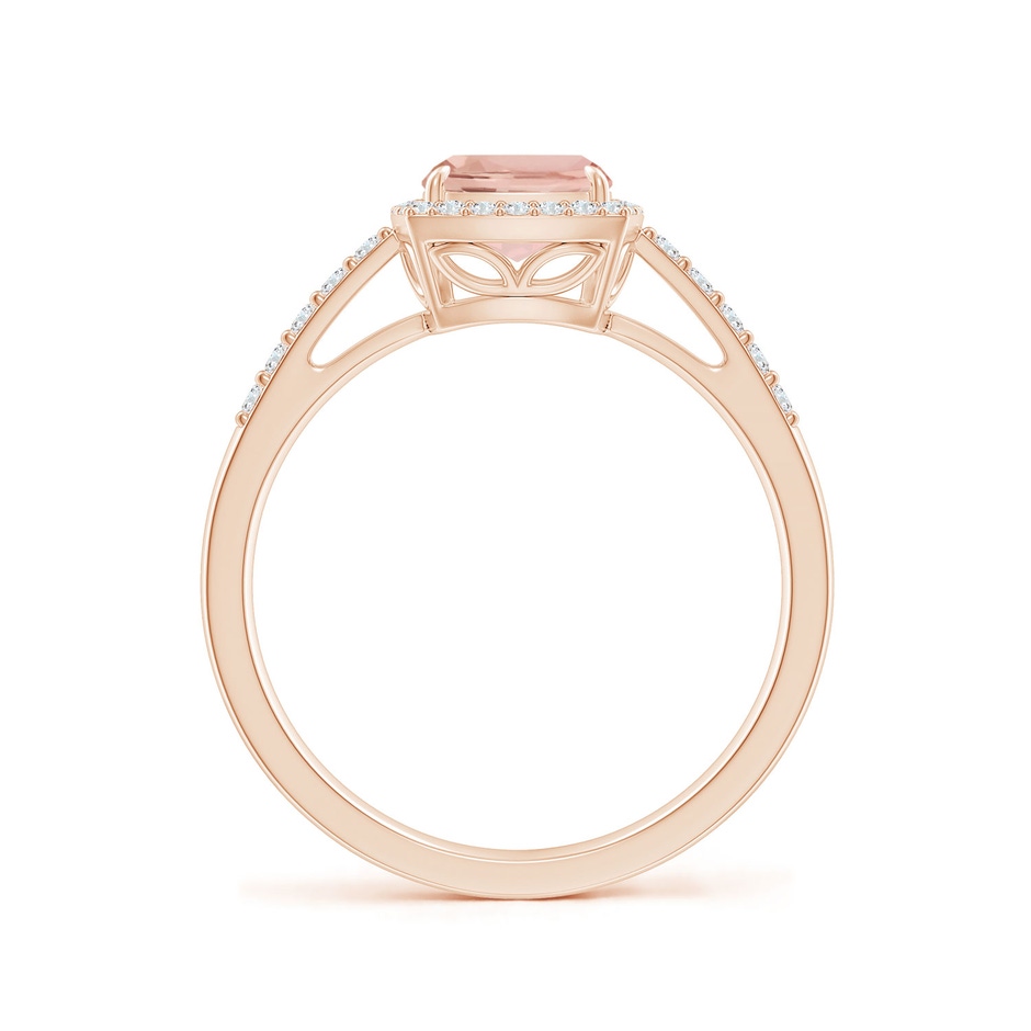 8x6mm AAA Rectangular Cushion Morganite Halo Engagement Ring in Rose Gold side-1