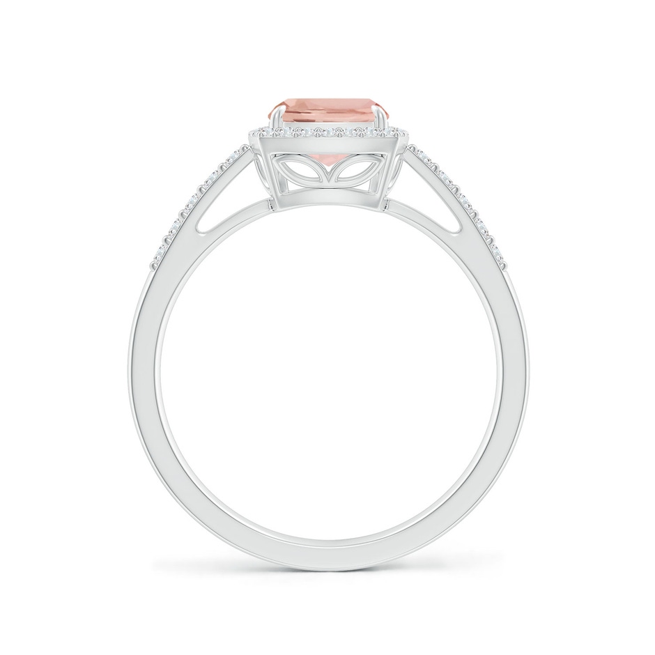 8x6mm AAA Rectangular Cushion Morganite Halo Engagement Ring in White Gold side-1