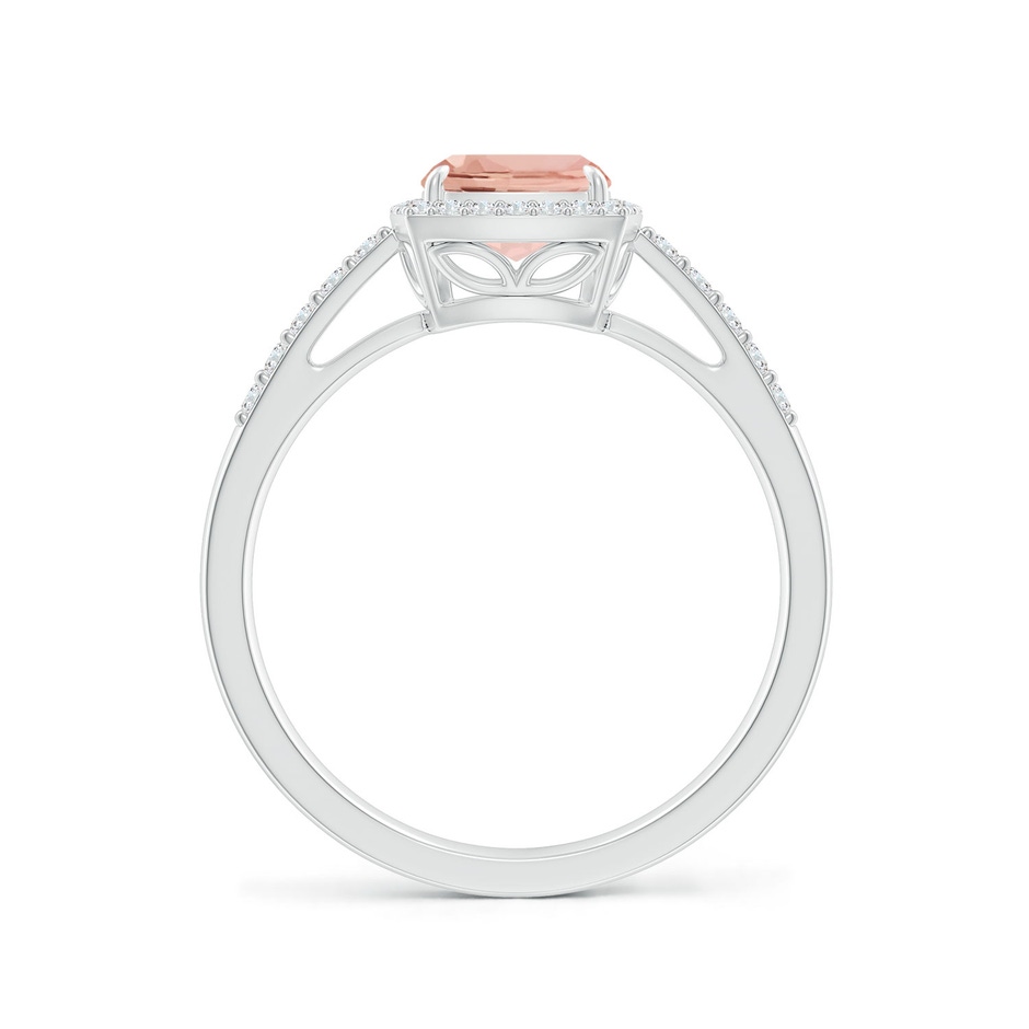 8x6mm AAAA Rectangular Cushion Morganite Halo Engagement Ring in P950 Platinum side-1