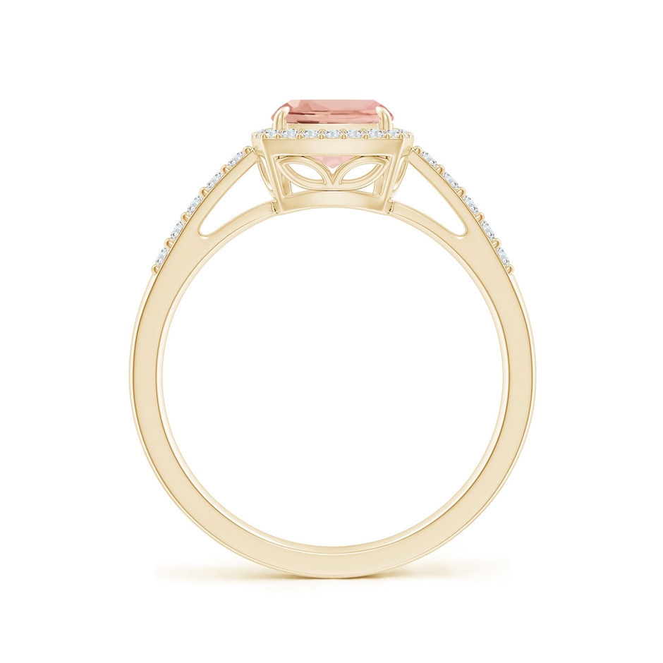 8x6mm AAAA Rectangular Cushion Morganite Halo Engagement Ring in Yellow Gold side-1