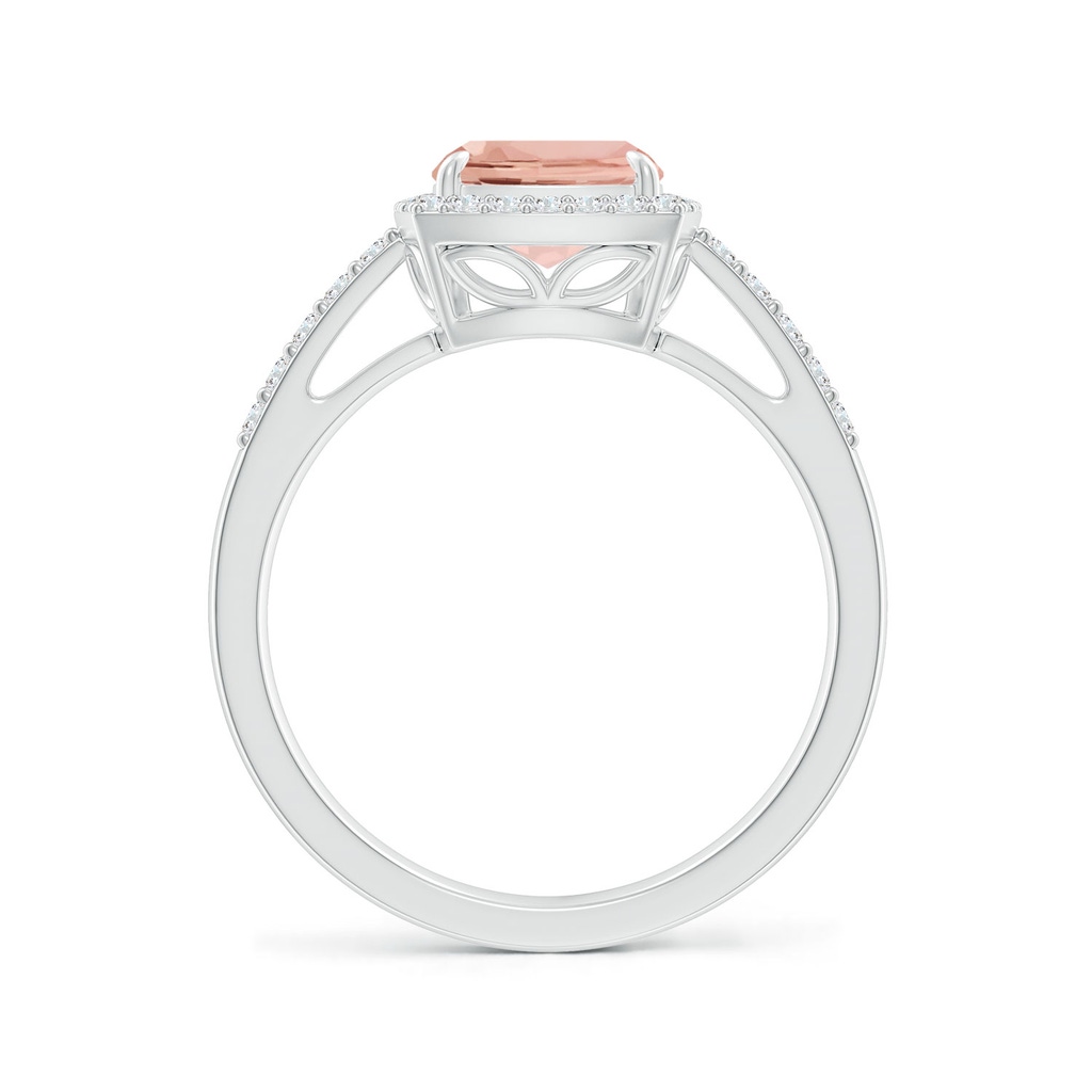 9x7mm AAAA Rectangular Cushion Morganite Halo Engagement Ring in P950 Platinum Side-1