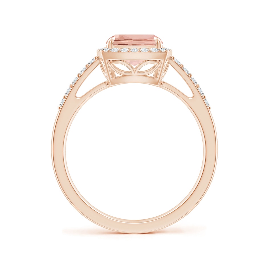 9x7mm AAAA Rectangular Cushion Morganite Halo Engagement Ring in Rose Gold side-1