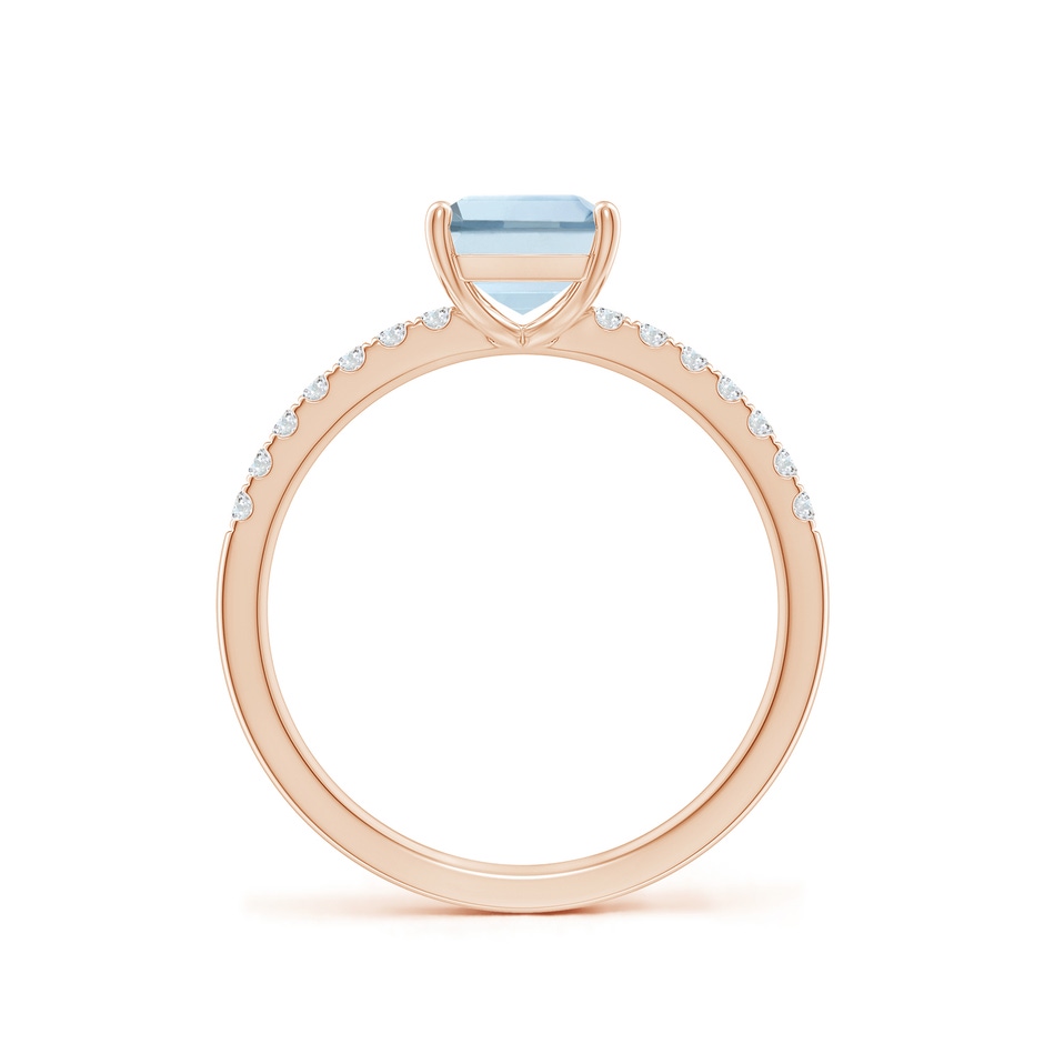 8x6mm A Emerald-Cut Aquamarine Engagement Ring with Diamonds in Rose Gold side 199