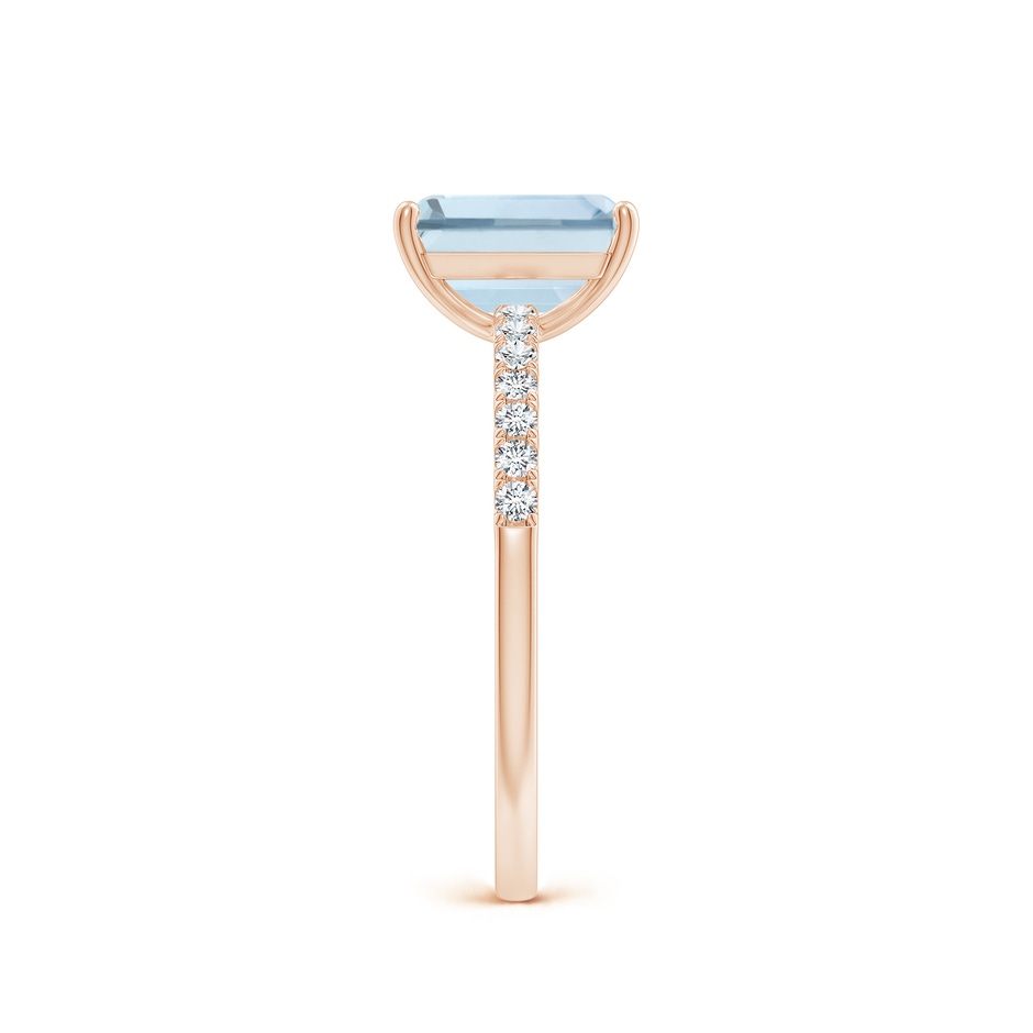 8x6mm A Emerald-Cut Aquamarine Engagement Ring with Diamonds in Rose Gold side 299
