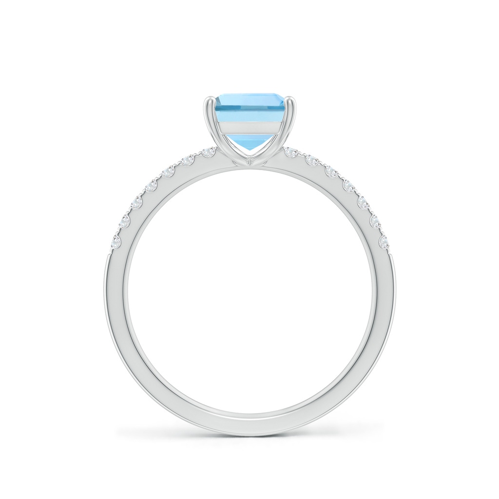 8x6mm AAAA Emerald-Cut Aquamarine Engagement Ring with Diamonds in P950 Platinum - side 199