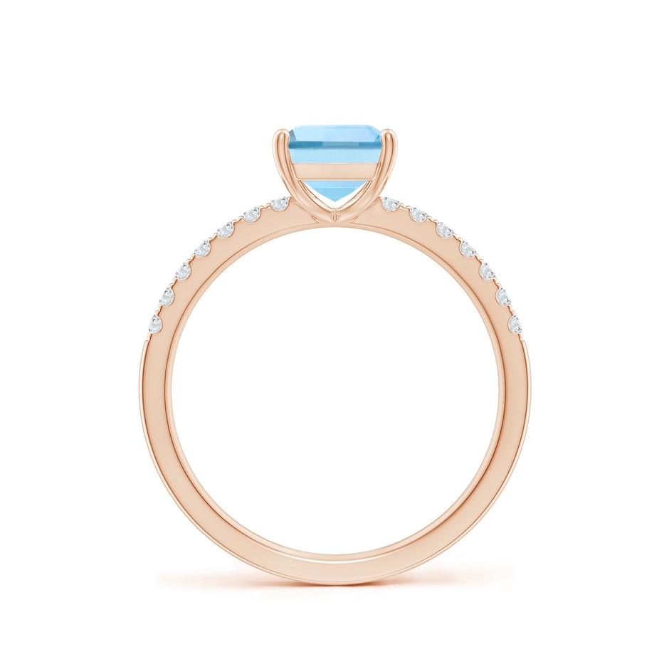 8x6mm AAAA Emerald-Cut Aquamarine Engagement Ring with Diamonds in Rose Gold side 199