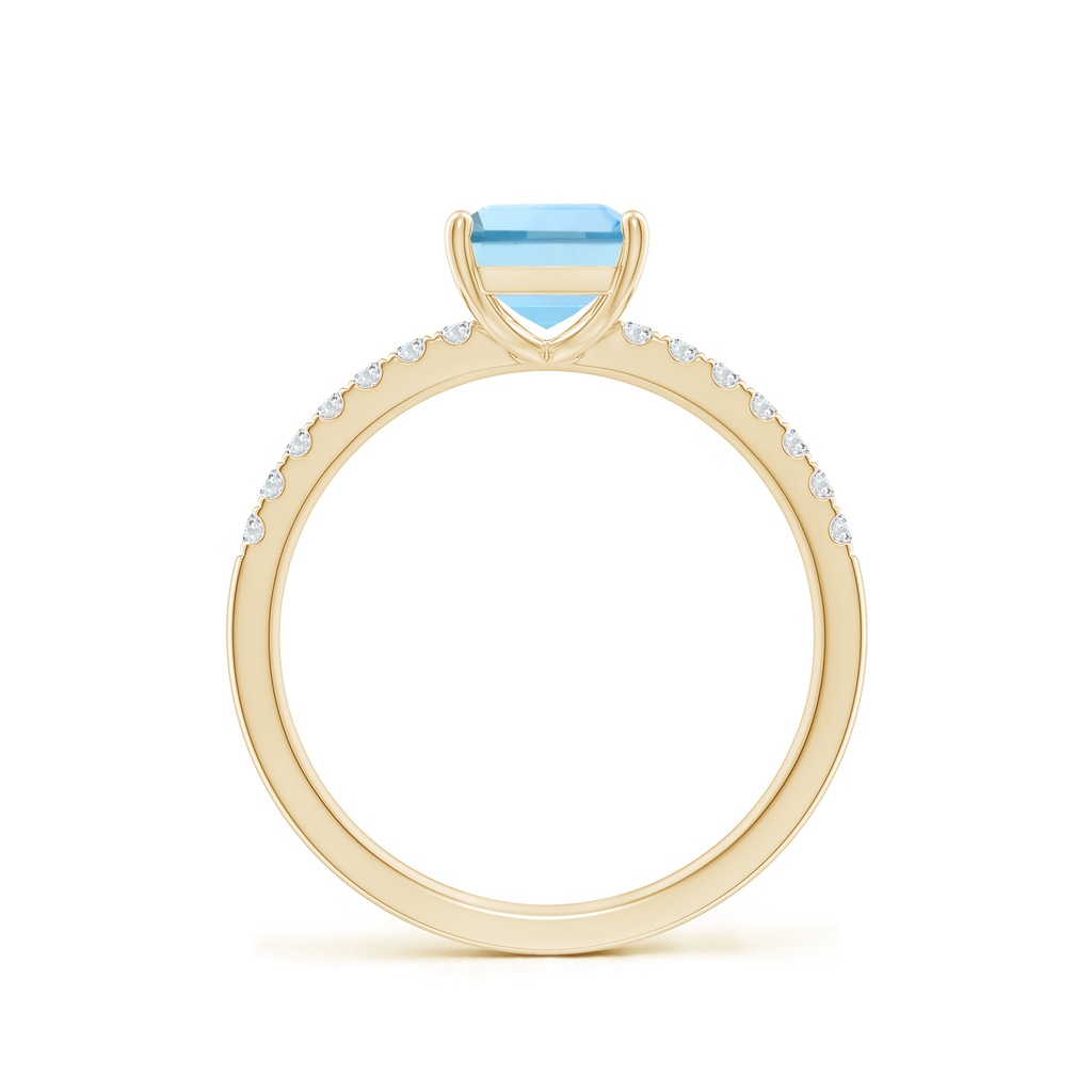 8x6mm AAAA Emerald-Cut Aquamarine Engagement Ring with Diamonds in Yellow Gold - side 199