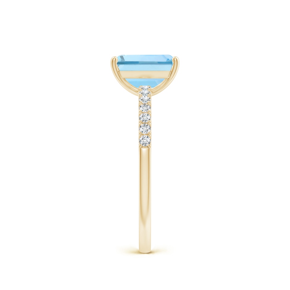 8x6mm AAAA Emerald-Cut Aquamarine Engagement Ring with Diamonds in Yellow Gold side 299