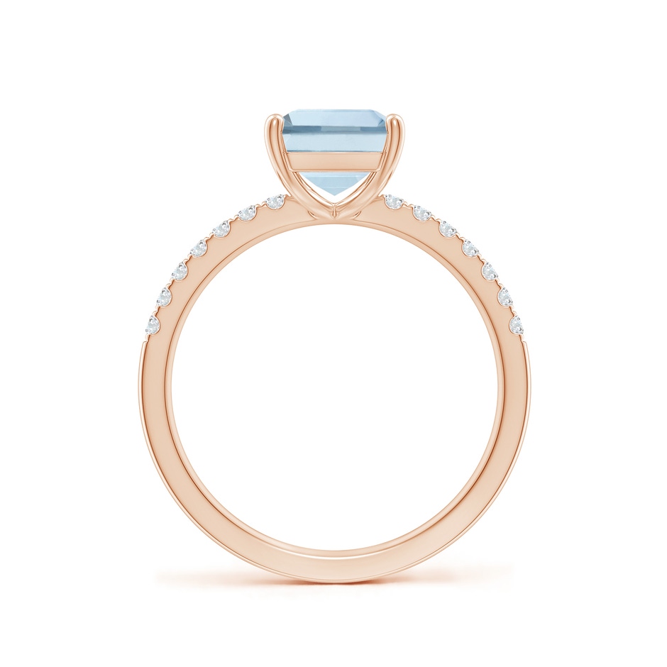9x7mm A Emerald-Cut Aquamarine Engagement Ring with Diamonds in 18K Rose Gold side 199