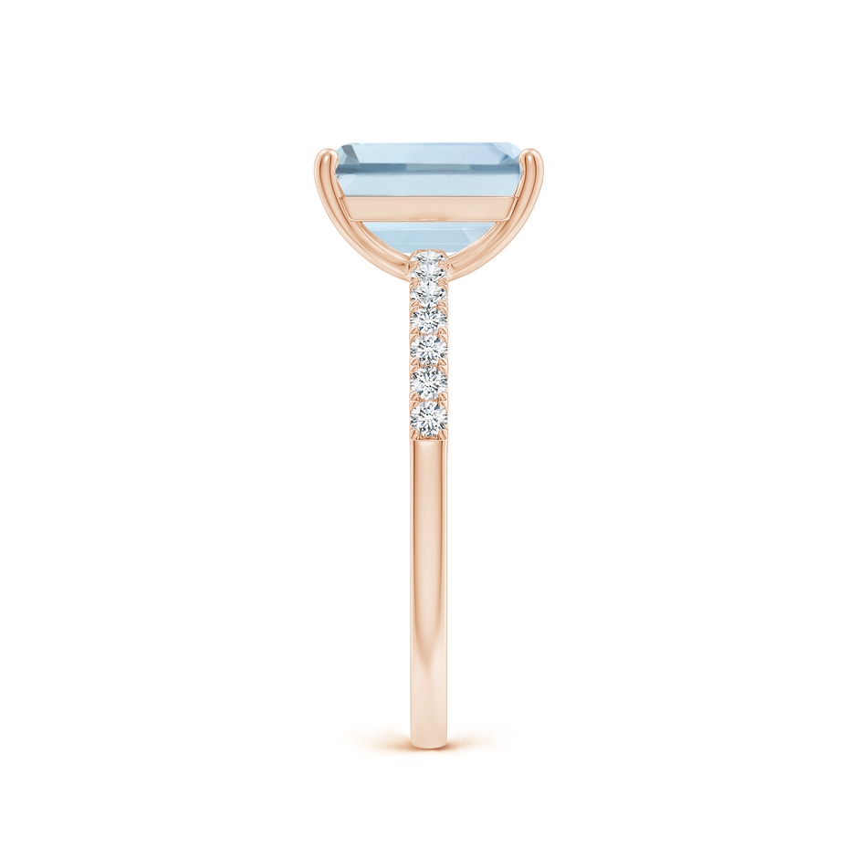 9x7mm A Emerald-Cut Aquamarine Engagement Ring with Diamonds in Rose Gold side 299
