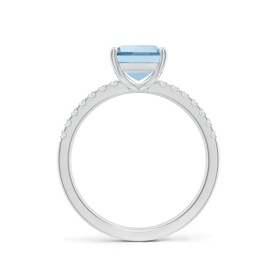 9x7mm AA Emerald-Cut Aquamarine Engagement Ring with Diamonds in 18K White Gold side 199
