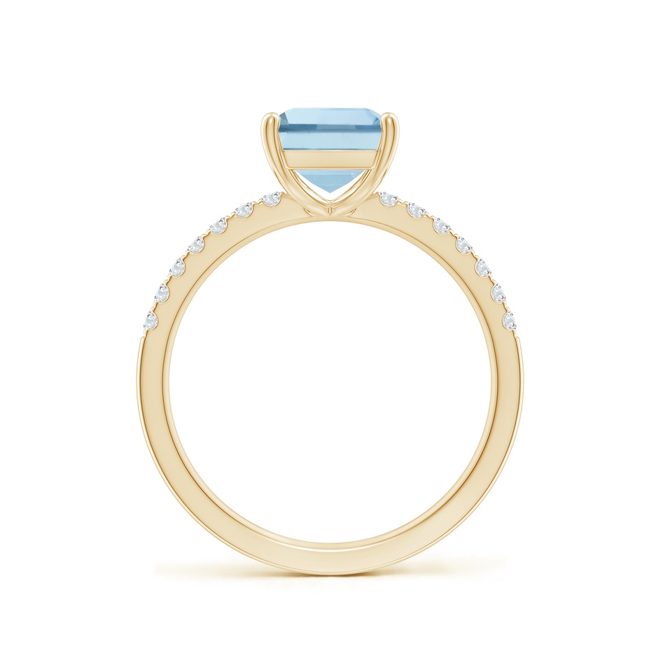 9x7mm AA Emerald-Cut Aquamarine Engagement Ring with Diamonds in 18K Yellow Gold side 199