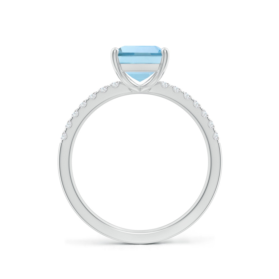9x7mm AAA Emerald-Cut Aquamarine Engagement Ring with Diamonds in P950 Platinum side 199