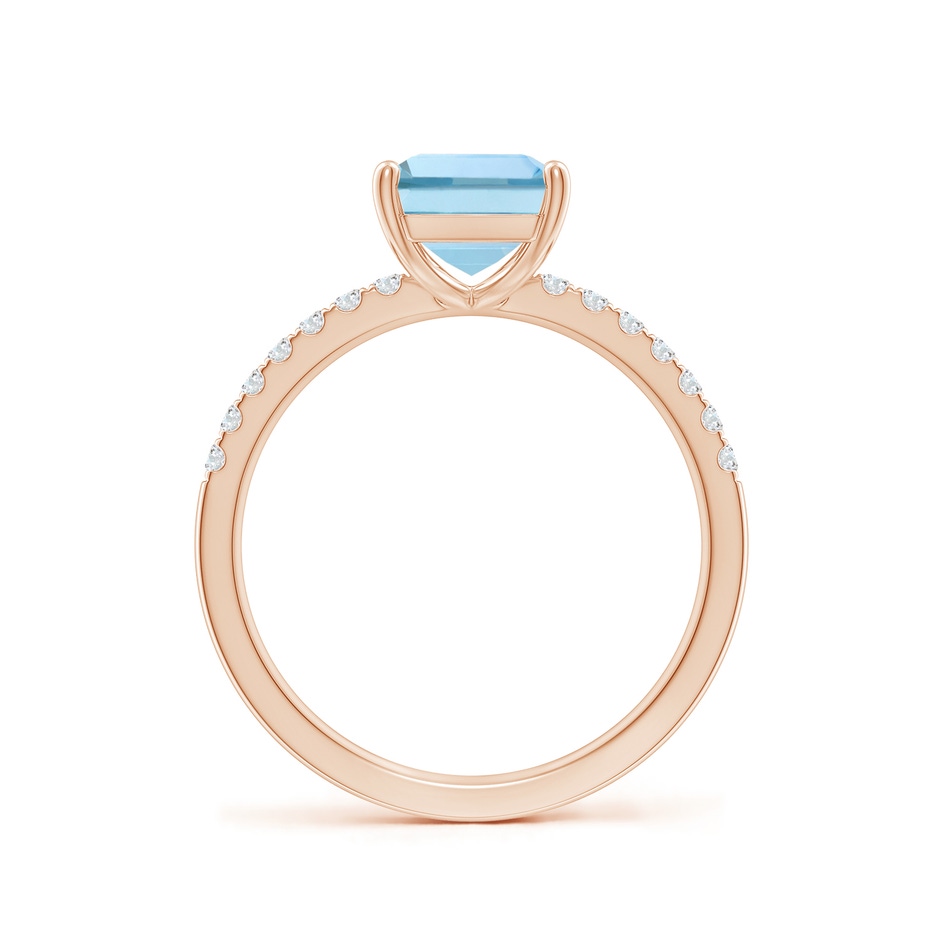 9x7mm AAA Emerald-Cut Aquamarine Engagement Ring with Diamonds in Rose Gold side 199