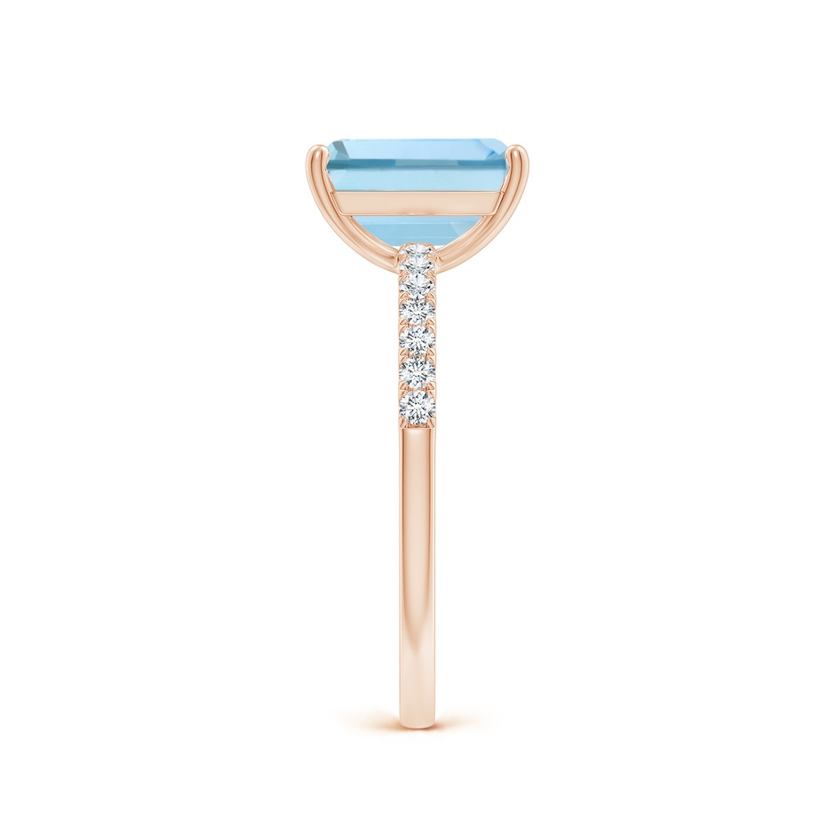9x7mm AAA Emerald-Cut Aquamarine Engagement Ring with Diamonds in Rose Gold side 299
