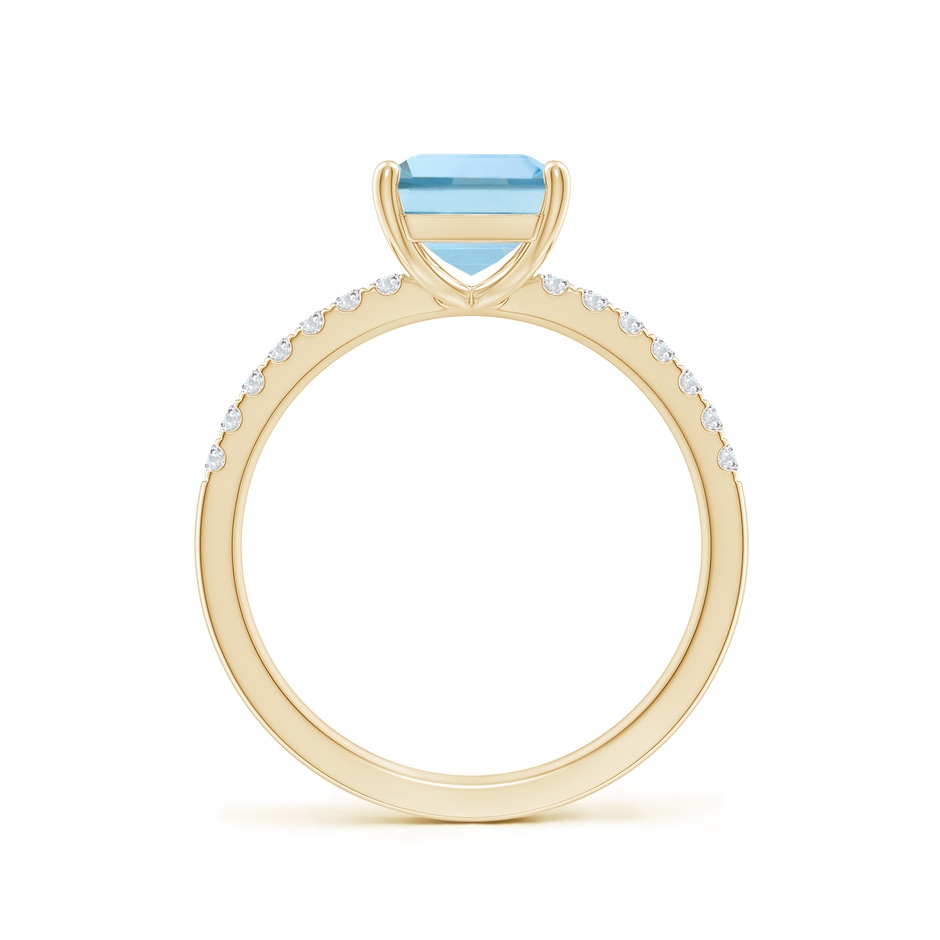 9x7mm AAA Emerald-Cut Aquamarine Engagement Ring with Diamonds in Yellow Gold side 199