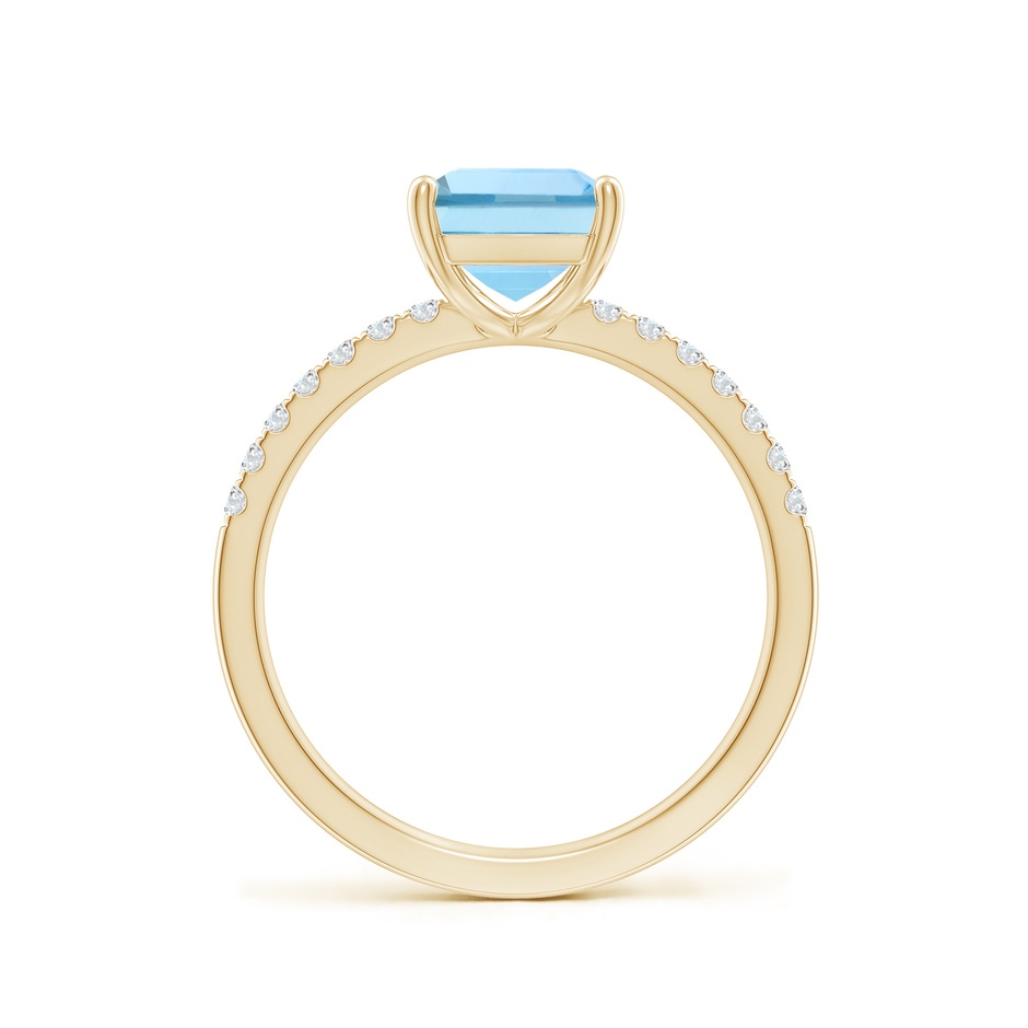 9x7mm AAAA Emerald-Cut Aquamarine Engagement Ring with Diamonds in 18K Yellow Gold side 199