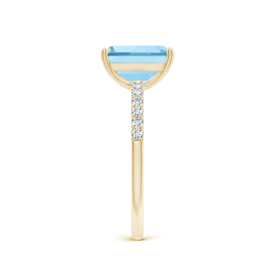 9x7mm AAAA Emerald-Cut Aquamarine Engagement Ring with Diamonds in 18K Yellow Gold side 299