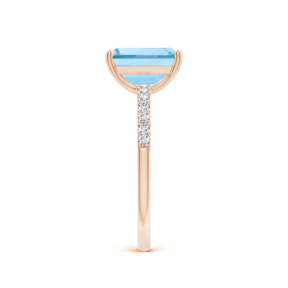 9x7mm AAAA Emerald-Cut Aquamarine Engagement Ring with Diamonds in Rose Gold side 299