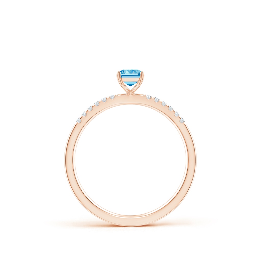 6x4mm AAAA Emerald-Cut Fancy Intense Blue Diamond Engagement Ring in Rose Gold - side 199