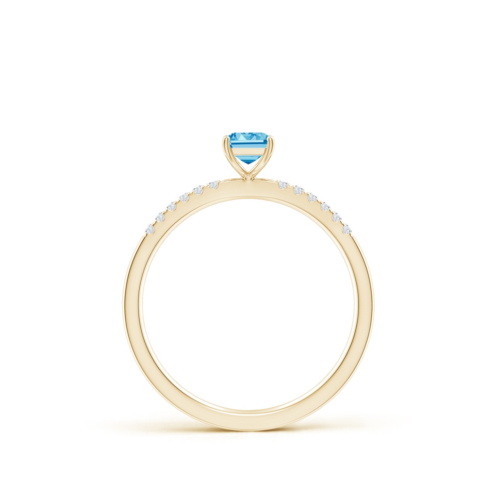 6x4mm AAAA Emerald-Cut Fancy Intense Blue Diamond Engagement Ring in Yellow Gold - side 199