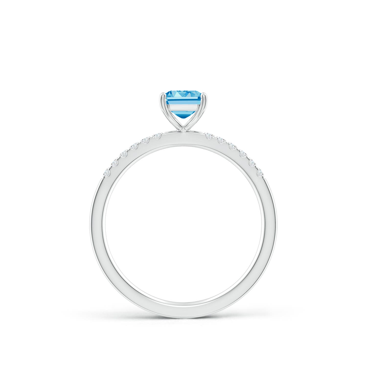 7x5mm AAAA Emerald-Cut Fancy Intense Blue Diamond Engagement Ring in White Gold
