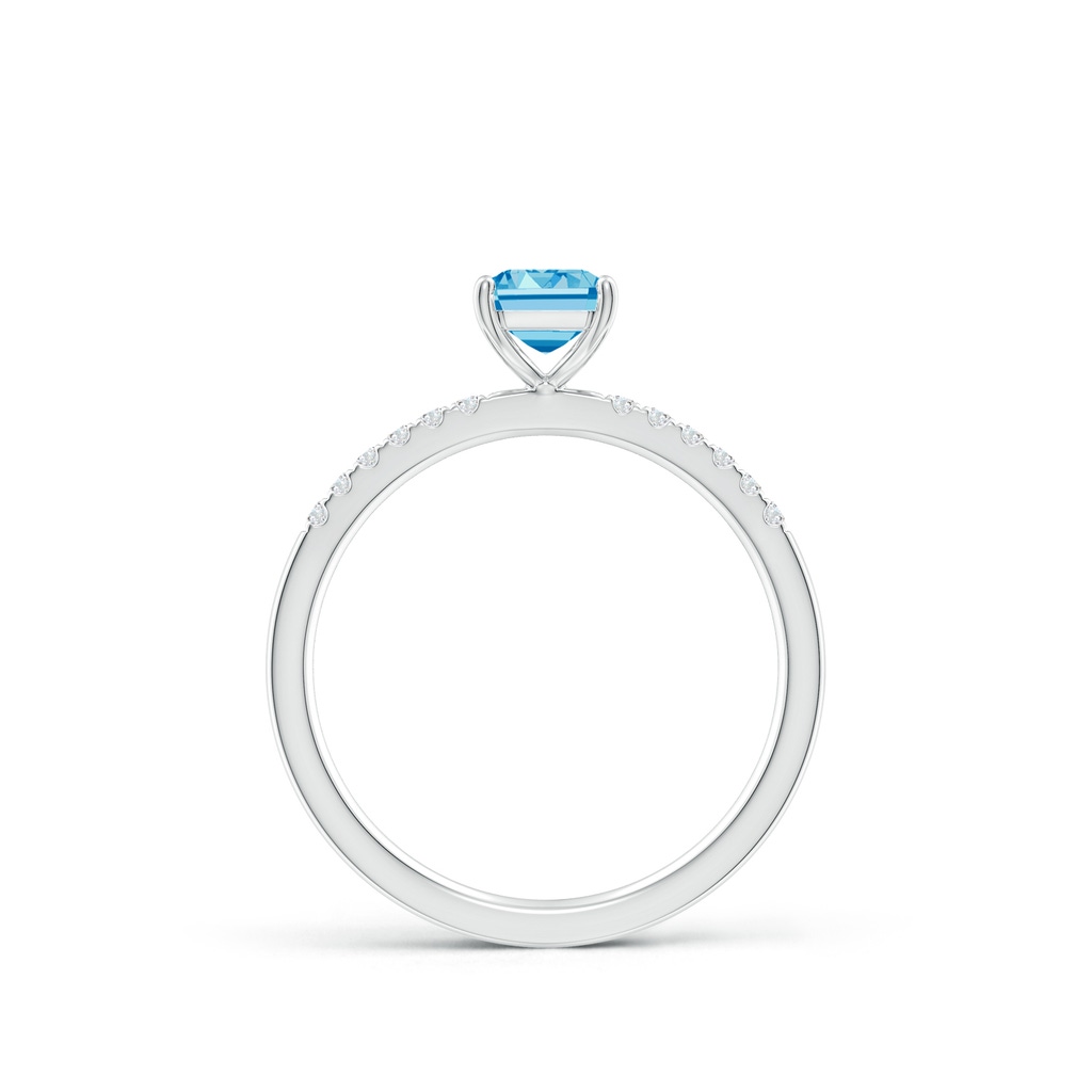 7x5mm AAAA Emerald-Cut Fancy Intense Blue Diamond Engagement Ring in White Gold - side 199