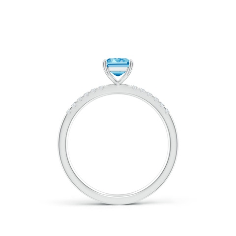 7x5mm AAAA Emerald-Cut Fancy Intense Blue Diamond Engagement Ring in White Gold