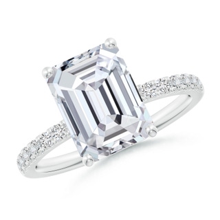 10x7.5mm HSI2 Emerald-Cut Diamond Engagement Ring with Diamonds in P950 Platinum