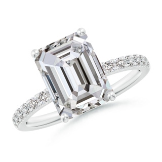 10x7.5mm IJI1I2 Emerald-Cut Diamond Engagement Ring with Diamonds in 9K White Gold