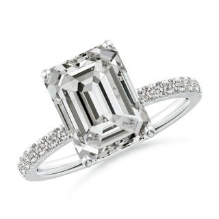 10x7.5mm KI3 Emerald-Cut Diamond Engagement Ring with Diamonds in P950 Platinum