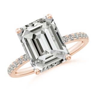 11x8.5mm KI3 Emerald-Cut Diamond Engagement Ring with Diamonds in 18K Rose Gold