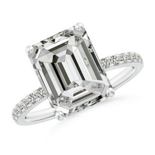 11x8.5mm KI3 Emerald-Cut Diamond Engagement Ring with Diamonds in White Gold