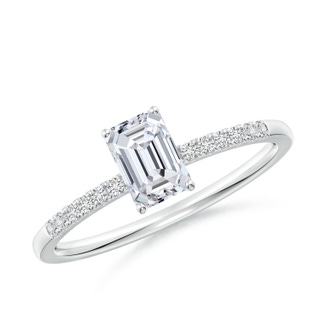 6x4mm HSI2 Emerald-Cut Diamond Engagement Ring with Diamonds in White Gold