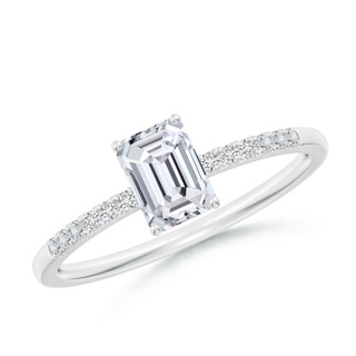 6x4mm HSI2 Emerald-Cut Diamond Engagement Ring with Diamonds in White Gold