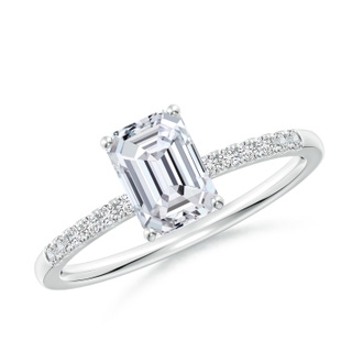 7x5mm HSI2 Emerald-Cut Diamond Engagement Ring with Diamonds in 9K White Gold