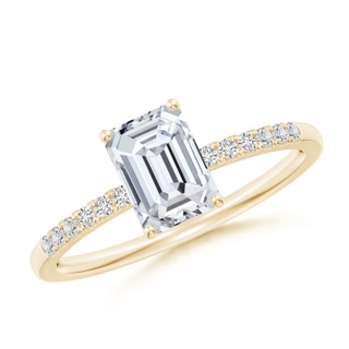7x5mm HSI2 Emerald-Cut Diamond Engagement Ring with Diamonds in Yellow Gold